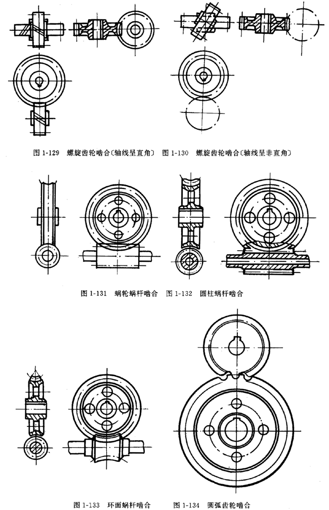 鏈輪的畫法、齒輪、蝸輪、蝸杆齧合畫法