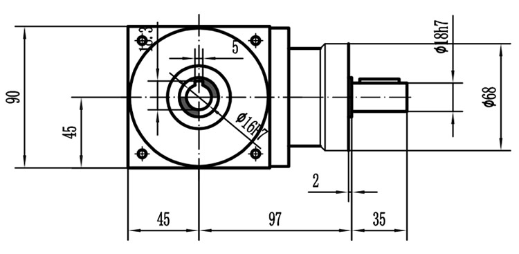 HDA09系列換向器：HDA09-2：1-E外形安裝尺寸圖2