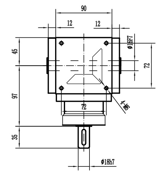 HDA09系列換向器：HDA09-2：1-E外形安裝尺寸圖3